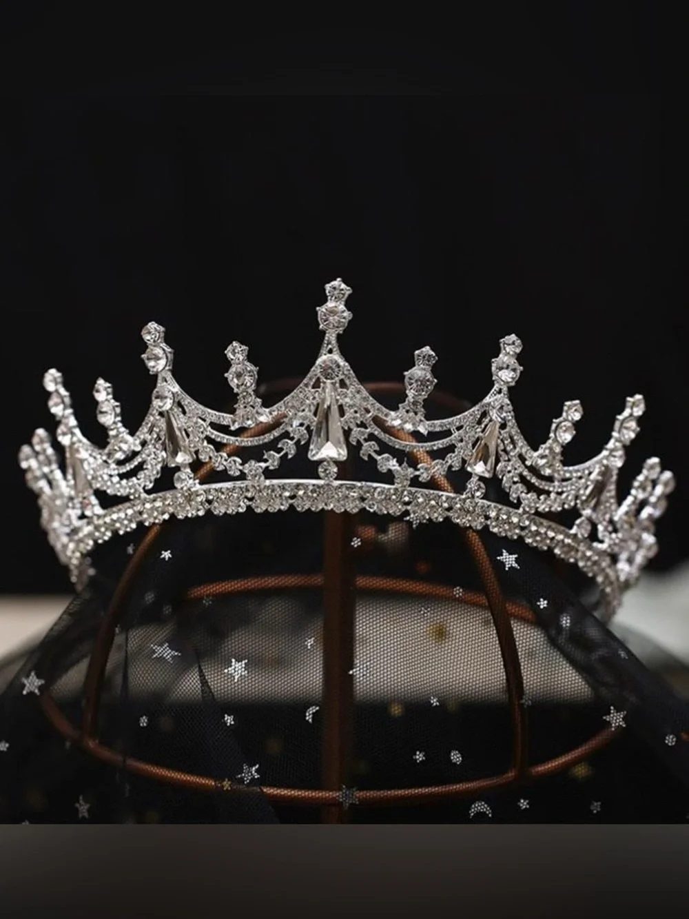 Vintage Silver Crystal Rhinestone Tiara Crown